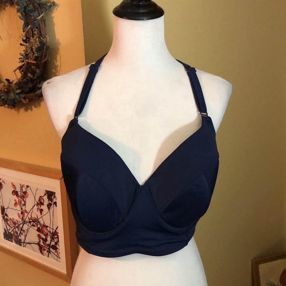SWIM by CACIQUE Size 44C Tankini Bra Top Underwire Rainbow Blue Straps $119 NEW